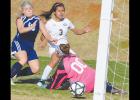 Macey Fernandez sneaks one just past the Cordell keeper’s arms for the game’s second goal. The Lady Reds ended up scoring their second highest goal total of the season with nine.