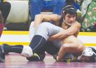 CDN | Collin Wieder Junior wrestler Gonzalo Rivera gets ahold of his opponent and prepares to turn him around. Rivera picked up his 20th win of the season by simple decision Thursday.